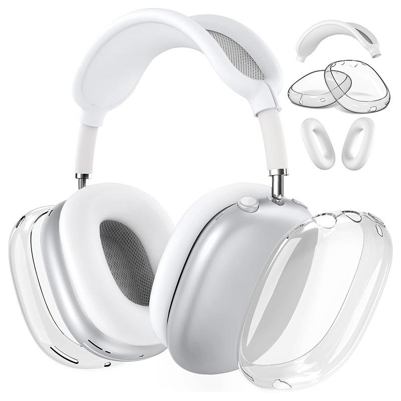 AirPods Max Protective Case – Silver White, Silicone Cover, Soft Lining, Full Protection
