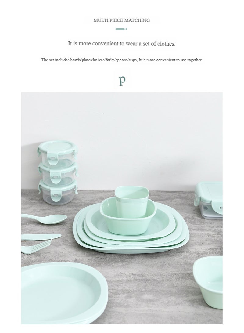 هاهاهاي طقم أدوات مائدة خارجي مكون من 65 قطعة من أدوات المائدة الخارجية، طقم أدوات مائدة للنزهات 、 يتضمن الطقم مجموعة متنوعة من الأطباق والأوعية والأكواب وأدوات المائدة وزجاجات التوابل ومقشرة وصناديق حفظ الطعام الطازج. - Image 4