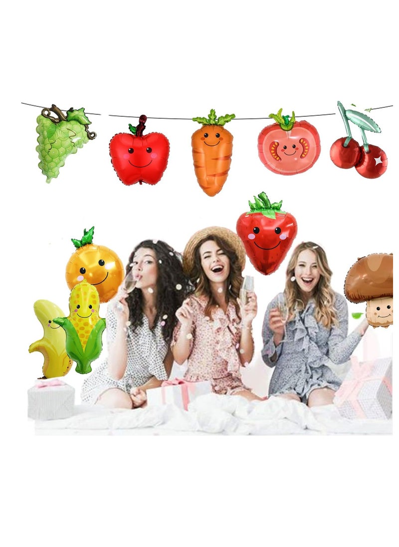 Beauenty - 12 Vegetable and Fruit Shaped Balloons, Inflatable Toys In The Shape of Grapes, Apples, Oranges, Mushrooms, Peppers, Corn, Kitchen Themed Party Decorations,Family Fruit Party Game Props - Image 1