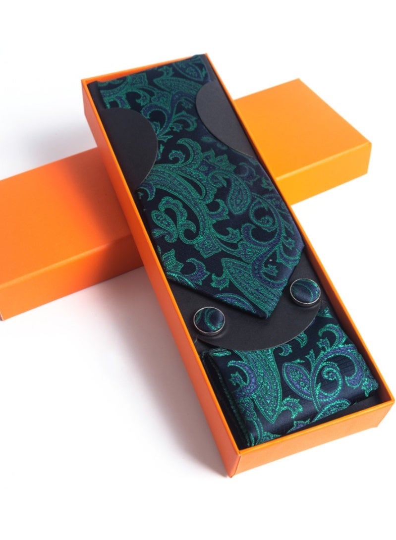 أروى المألوف ربطة العنق دعوى هدية مربع مجموعة مع التعادل ، جيب مربع ، أزرار أكمام مجموعة - Image 2