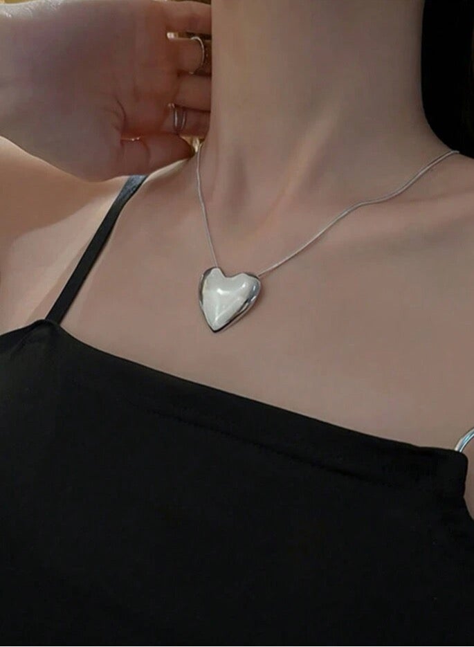 إيكوال سلسال نسائي مصنوع من الاستانلس ستيل مطلي باللون الفضي بتصميم قلب انيق - Image 5