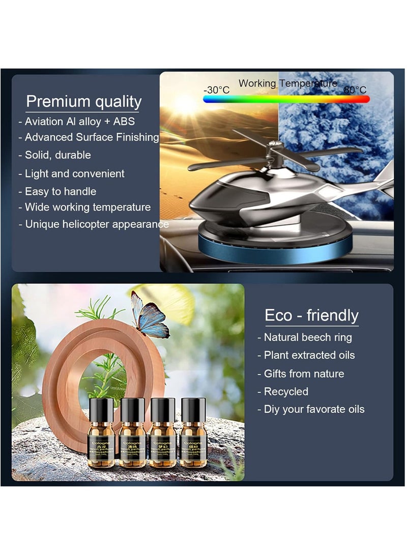 TIGER Car Air Fresheners, Al Alloy Solar Powered Rotating Incense Helicopter Diffuser – Stylish Home & Car Décor, Aromatherapy Essential Oil Diffuser, Blue  - Image 4