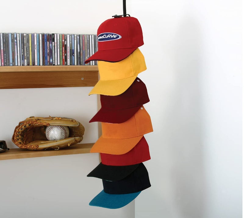 Perfect Curve Cap Rack â€“ Hat Racks For Baseball Caps | Hat Organizer For Closet | Over Door Hanger | Over Door Organizer | 1-Strap with 18 Clips Hold up to 36 Caps | Black - Image 5