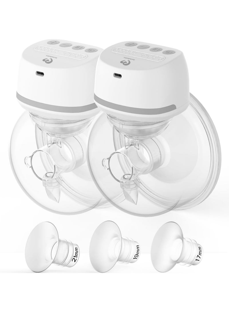 Bellababy Hands-Free Breast Pumps Wearable, Electric Double Breast Pumps Portable Wireless Low Noise, 4 Modes & 6 Levels Suction, Come with 24mm flanges and 17mm, 19mm, 21mm Inserts, 6 oz, 2 Packs - Image 1