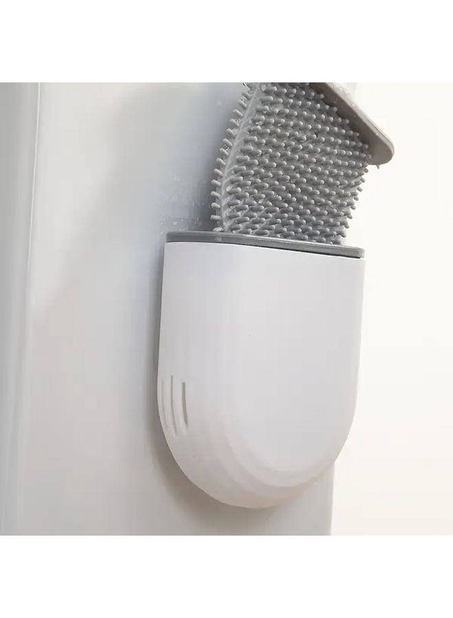 White Toilet Brush And Holder Set With Detachable Handle And Soft Rubber Brush - Image 5