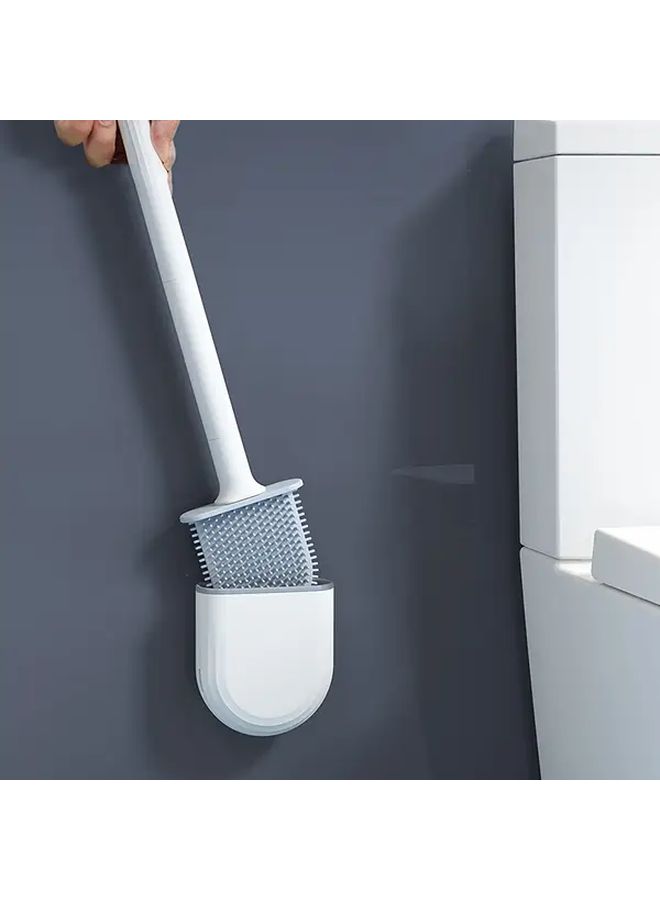 White Toilet Brush And Holder Set With Detachable Handle And Soft Rubber Brush - Image 4