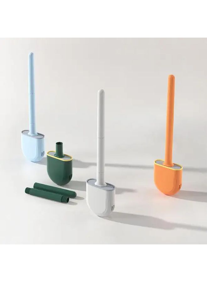 White Toilet Brush And Holder Set With Detachable Handle And Soft Rubber Brush - Image 3