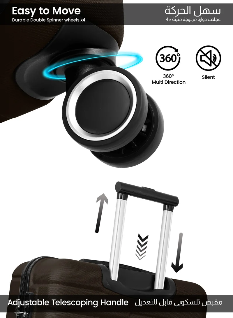 PARAJOHN Beta Cabin Size Lightweigh ABS Hardside Spinner Luggage Trolley -20 Inch | Carrying 10KG 4-Wheel Hardshell Suitcase-Brown