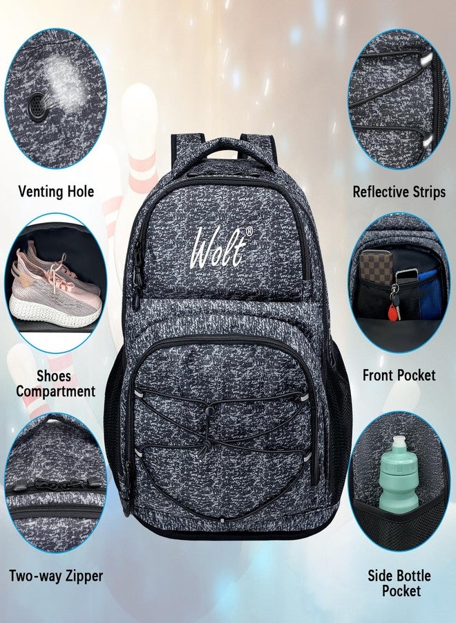 WOLT Bowling Ball Bag,2 Ball Bowling Backpack with Protective Foam Padded & Shoe Compartment Fits Up to Mens Size 16 - Image 3