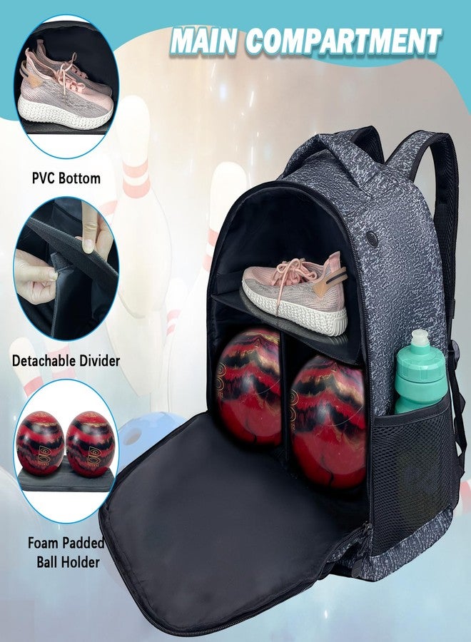WOLT Bowling Ball Bag,2 Ball Bowling Backpack with Protective Foam Padded & Shoe Compartment Fits Up to Mens Size 16 - Image 4