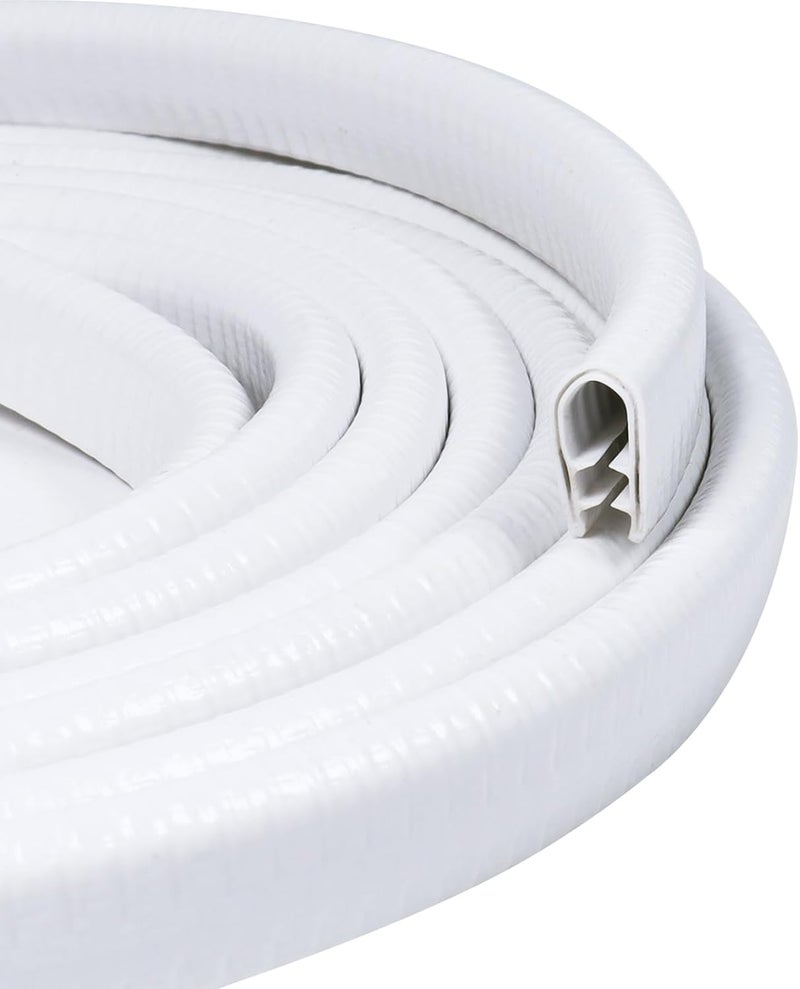 Car Elements Edge Trim U-Channel Weather Stripping 1/2" X 3/8" - 15 Foot White Rubber Automotive Door Edge Sealing - Image 1