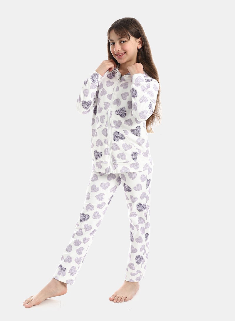 Andora Zipper Closure Self Patterned Pajama - Image 4