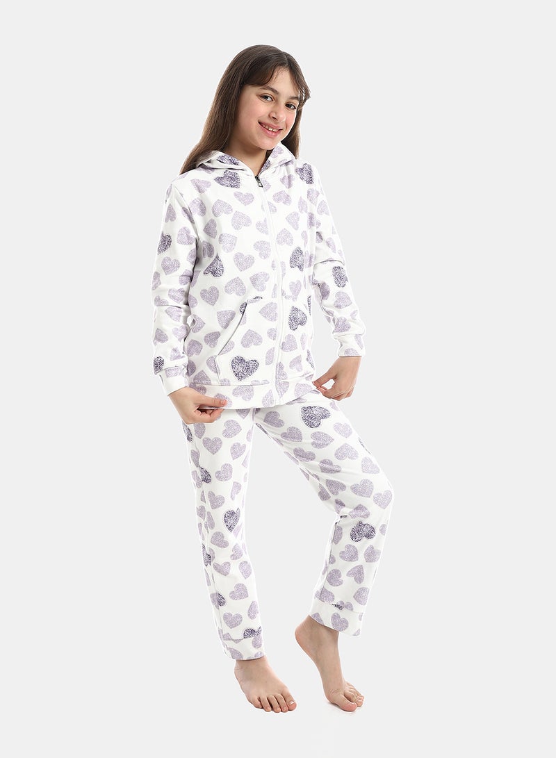 Andora Zipper Closure Self Patterned Pajama - Image 2