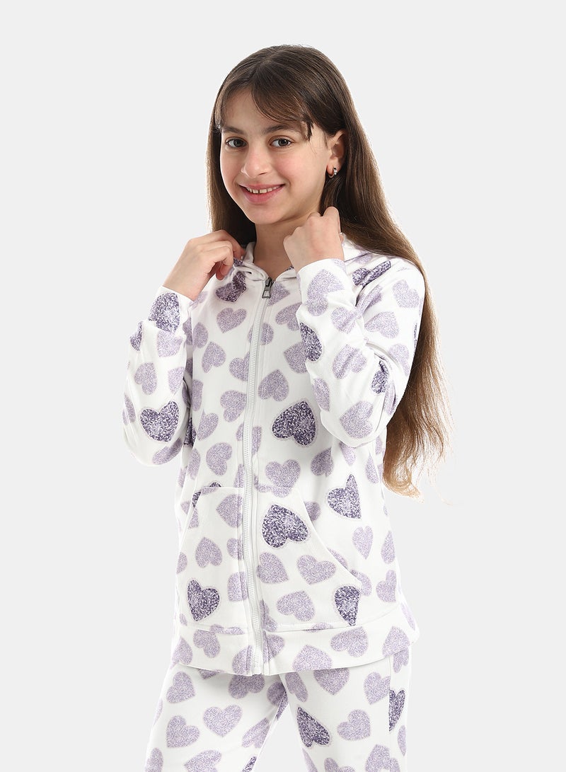 Andora Zipper Closure Self Patterned Pajama - Image 5