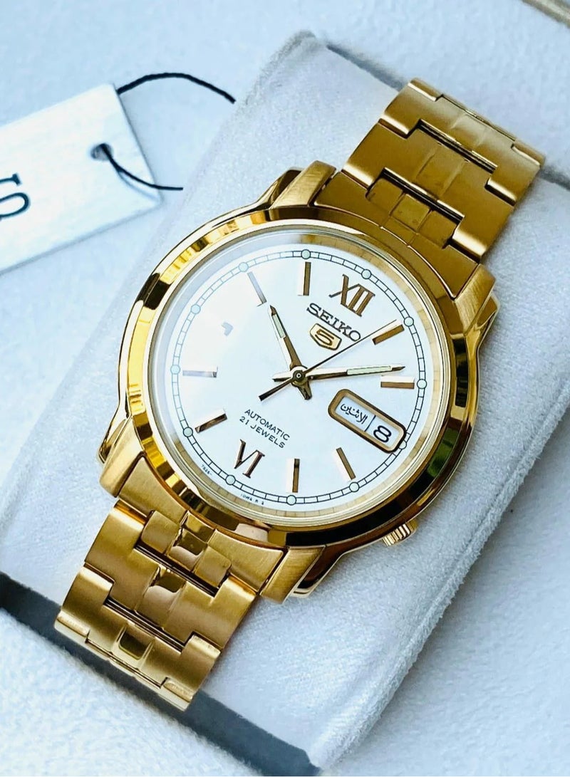 Seiko ساعة رجالية أوتوماتيكية من الفولاذ المقاوم للصدأ باللون الذهبي SNKK84K1 - Image 2