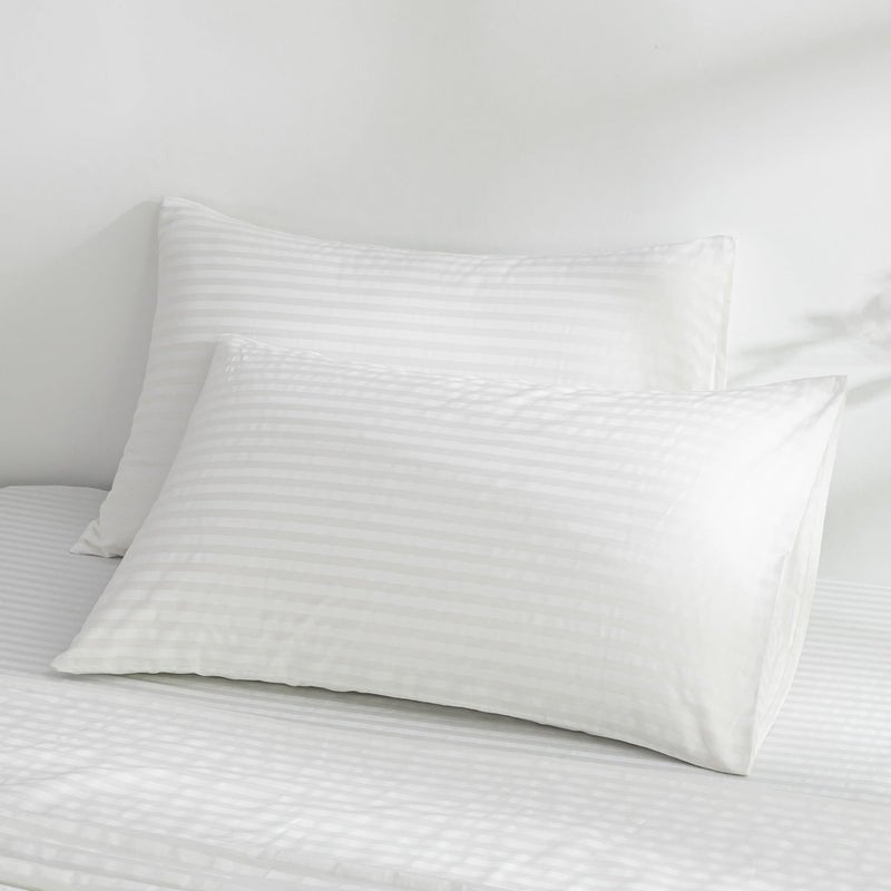 JELLYMONI 100% Natural Cotton Striped Standard Pillowcases Set, 2 Pack Satin Stripe Pattern Printed Pillow Covers with Envelope Closure (Pillows are not Included) - Image 5