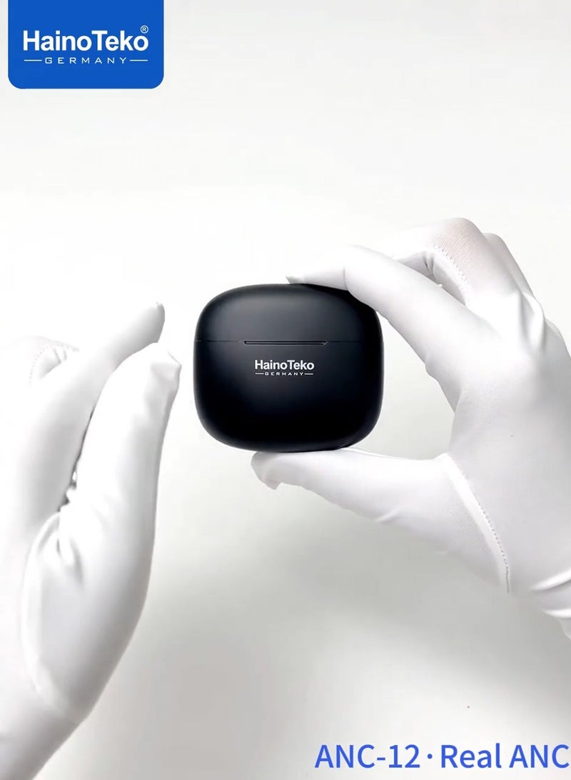 Haino Teko ANC-12 Real ANC Bluetooth Earphone With Active Noise Cancellation High Bass Sound Quality Super Clear Microphone and Easy Touch Controls Compatible With Android Mobiles and Tablets Black - Image 4