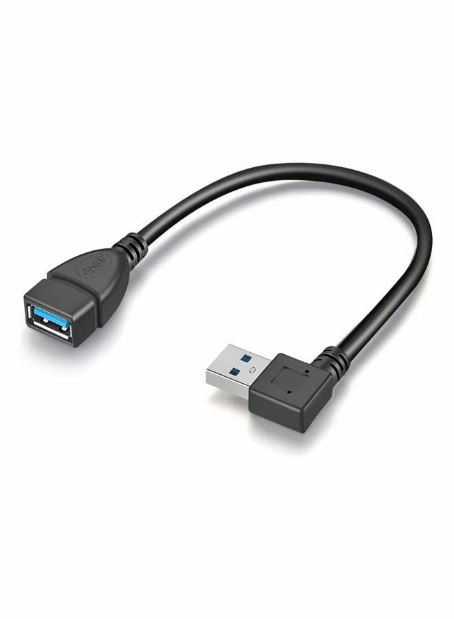 2 Pack Data Cable Extension, Super Speed USB 3.0 Angle Male to Female Extension Convertor Adapter Extender Cord Left and Right One Each 7 Inch - Image 1