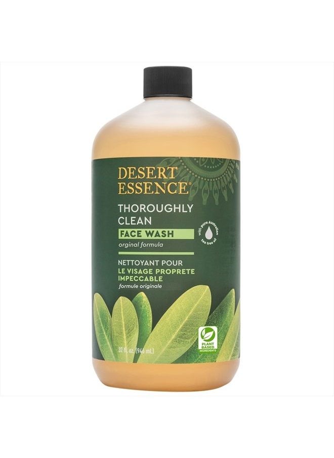 DESERT ESSENCE - Thoroughly Clean Face Wash - Original - 32 Fl Ounce - Tea Tree Oil - For Soft Radiant Skin - Gentle Cleanser - Extracts Of Goldenseal, Awapuhi, & Chamomile Essential Oils - Image 1