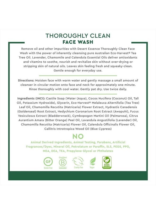 DESERT ESSENCE - Thoroughly Clean Face Wash - Original - 32 Fl Ounce - Tea Tree Oil - For Soft Radiant Skin - Gentle Cleanser - Extracts Of Goldenseal, Awapuhi, & Chamomile Essential Oils - Image 1