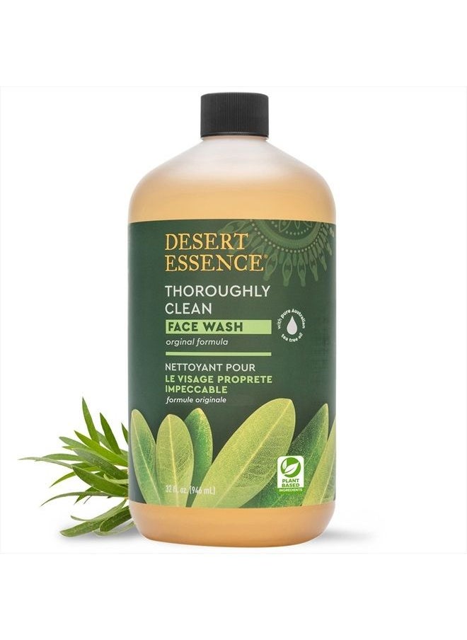 DESERT ESSENCE - Thoroughly Clean Face Wash - Original - 32 Fl Ounce - Tea Tree Oil - For Soft Radiant Skin - Gentle Cleanser - Extracts Of Goldenseal, Awapuhi, & Chamomile Essential Oils - Image 1