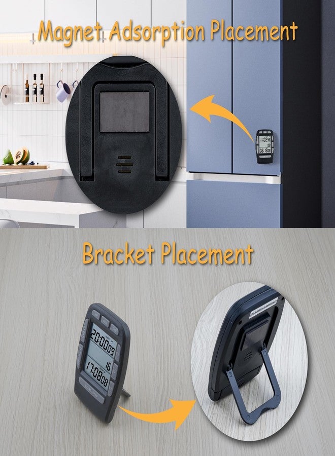 Jayron JR-KT001 Digital Timer Large LCD 3 Channel Countdown Timer,Kitchen Timer,Count Down Count Up Timer Cooking Timer Reset Clock Alarm Loud Strong Magnet Bracket for Kids Elderly (Black) - Image 4