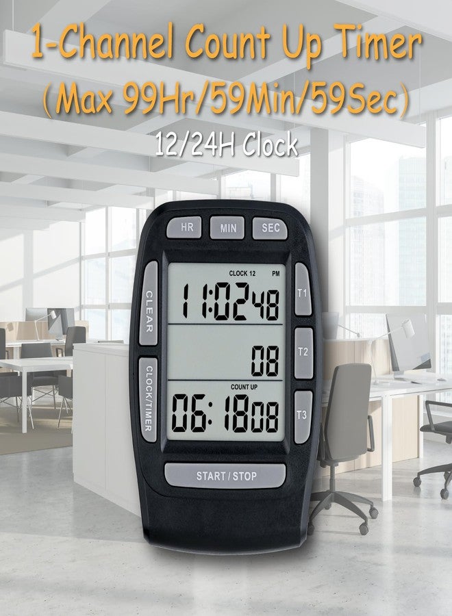 Jayron JR-KT001 Digital Timer Large LCD 3 Channel Countdown Timer,Kitchen Timer,Count Down Count Up Timer Cooking Timer Reset Clock Alarm Loud Strong Magnet Bracket for Kids Elderly (Black) - Image 3