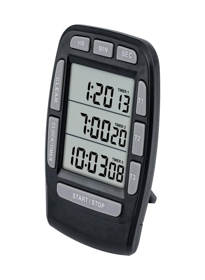 Jayron JR-KT001 Digital Timer Large LCD 3 Channel Countdown Timer,Kitchen Timer,Count Down Count Up Timer Cooking Timer Reset Clock Alarm Loud Strong Magnet Bracket for Kids Elderly (Black) - Image 1