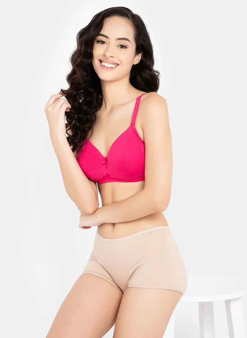 كلوفيا Clovia Padded Non-Wired Full Cup Multiway T-Shirt Bra In Dark Pink- Cotton