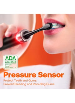Bitvae Bitvae Smart Ultrasonic Whitening Electric Toothbrush for Adults - Bluetooth Electric Toothbrush with Pressure Sensor & Smart Timer, ADA Accepted Rechargeable Toothbrush, 8 Brush Heads, Black S2  - Image 4