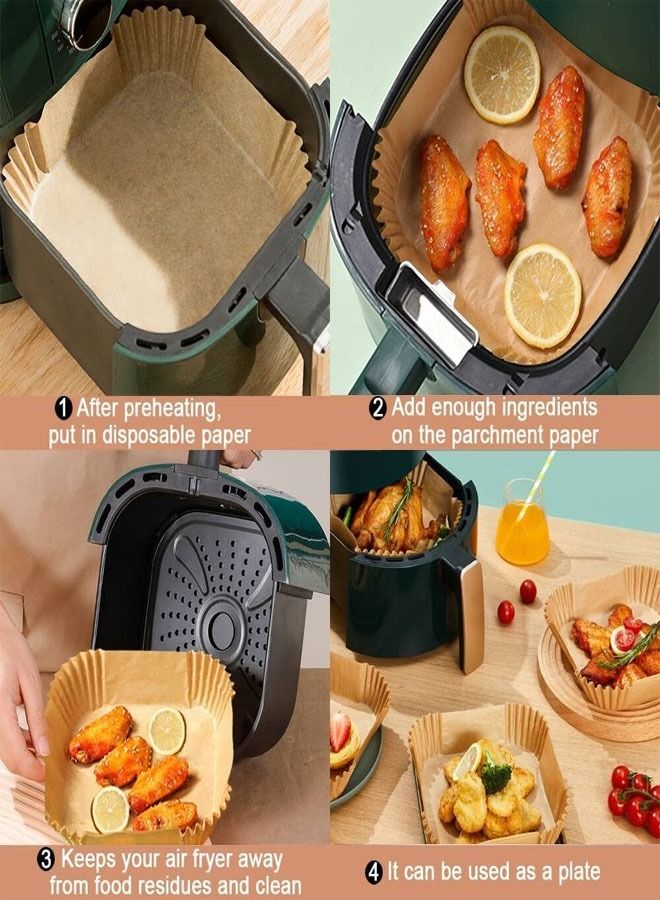 fashionhome 100 Pieces Non-Stick Oil-Proof Food Grade Air Fryer Disposable Natural Parchment Paper for Air Fryer Paper Liner for Baking Roasting Microwave - Image 2
