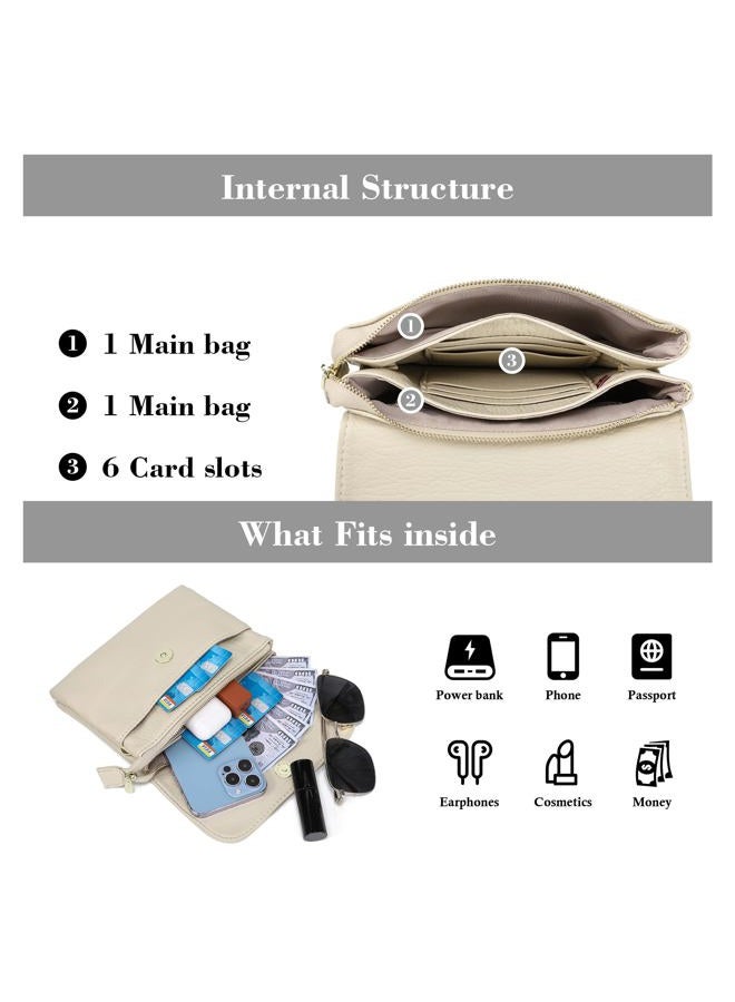 MINICAT Women RFID Blocking Small Crossbody Bags Credit Card Slots Cell Phone Purse Wallet(Beige-Small) - Image 5