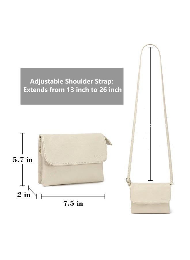 MINICAT Women RFID Blocking Small Crossbody Bags Credit Card Slots Cell Phone Purse Wallet(Beige-Small) - Image 3