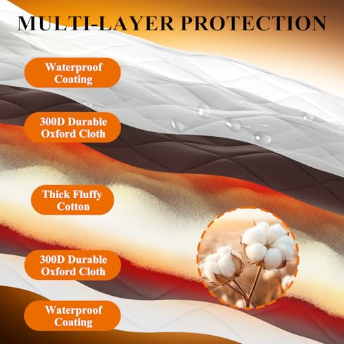 MAGZO Magnetic Thermal Insulated Door Curtain, 32" x 80", Upgraded Oxford Filled with Thicken Cotton, Weatherproof Insulation Cover Blanket for Winter/Front/Back Doors, Keep Cold Drafts Out, Brown - Image 4
