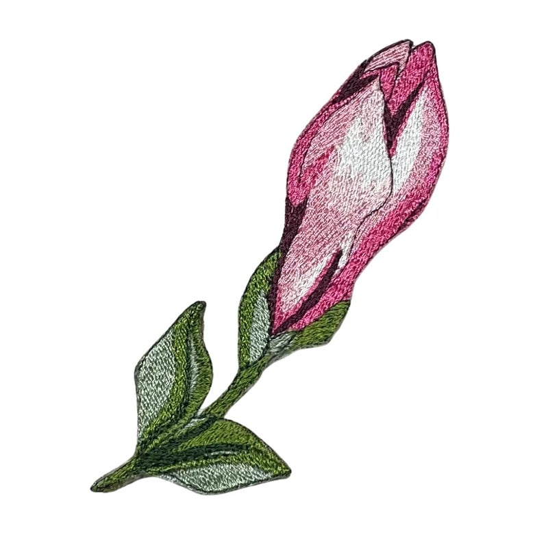 GARAAN Machine Embroidered Applique Embroidery Patch Sew on Patches DIY Projects Magnolia Small Bud Pink Pack of 6