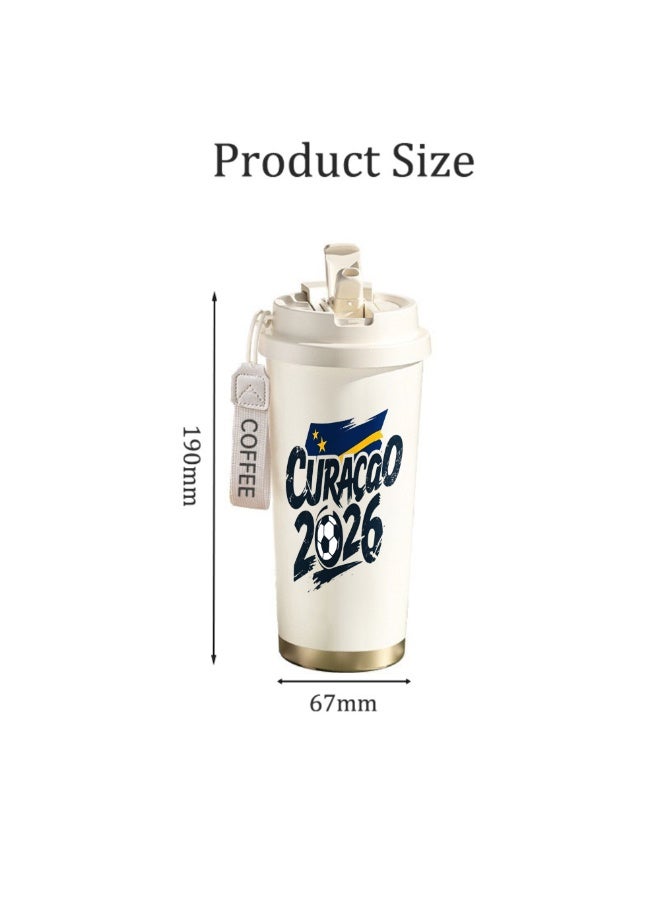 FIFA 520ml World Cup Printed Stainless Steel Insulated Water Bottle Double Wall Vacuum Thermal Flask Leakproof Cup for Hot & Cold Drinks - Image 2