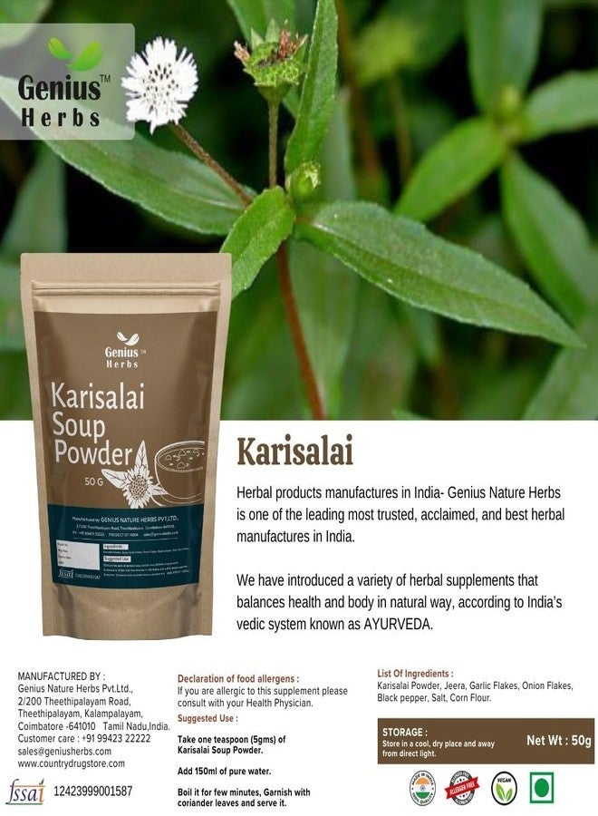 genius_herbs Genius Herbs Karisalai Soup Powder - 50gm | Joint Health | Detoxification | Digestive Support | Immune Support | Pack of 6 - Image 3