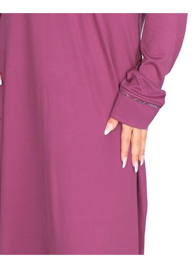 Dadoush Winter Abaya with raised lines and elegant embroidery, combines softness and luxury to give you a sophisticated winter look - women's long winter nightgown - loose sleepwear for women - Image 2