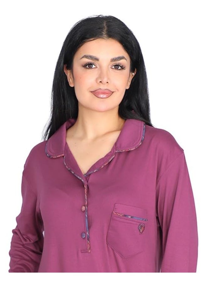 Dadoush Winter Abaya with raised lines and elegant embroidery, combines softness and luxury to give you a sophisticated winter look - women's long winter nightgown - loose sleepwear for women - Image 4