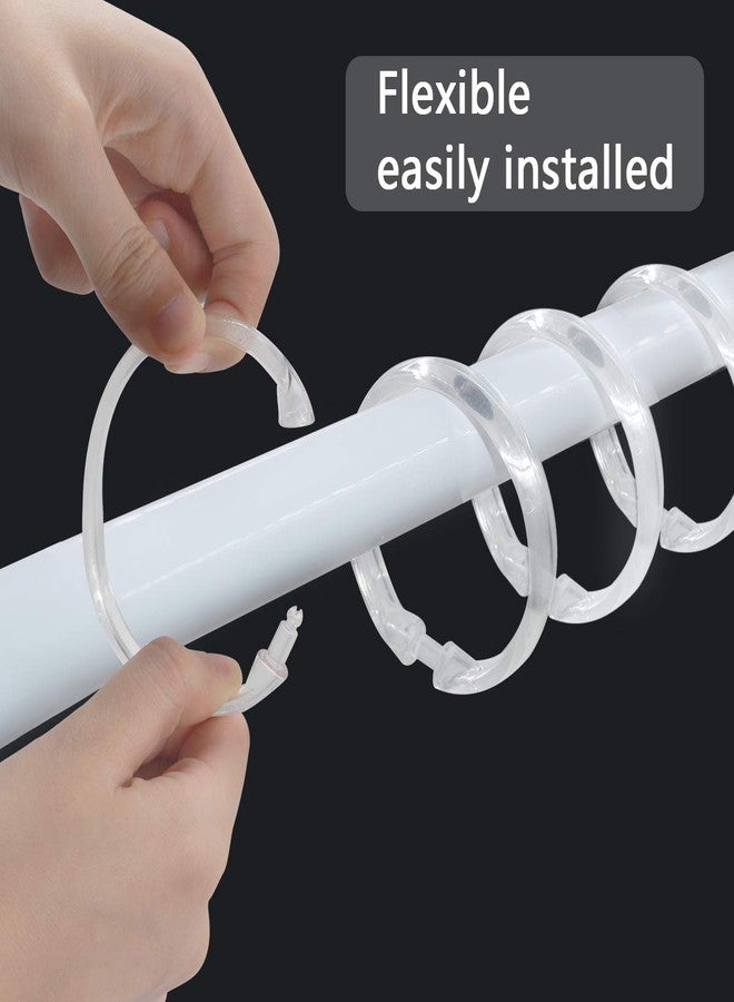 Top-spring Shower Curtain Hooks Clear, 12pcs Plastic Shower Curtain Rings, Round O Rings Hook Hanger for Bathroom Shower Curtain Liner Window Rod - Image 5