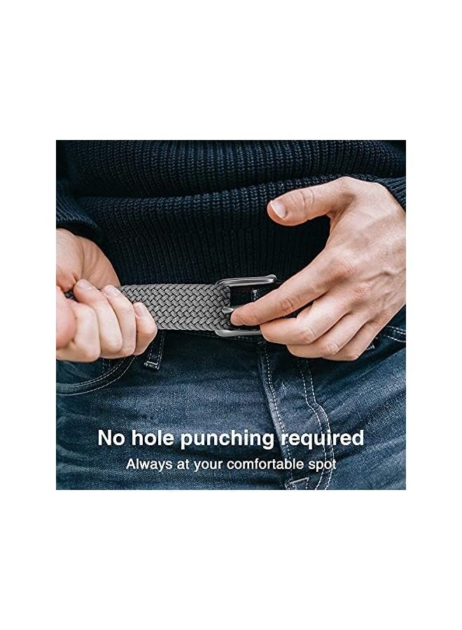 بروماس حزام جولف مضفر مرن للرجال، 2 عبوة من أحزمة مطاطية منسوجة كاجوال للرجال مقاس 46 بوصة، لبنطلون الجولف غير الرسمي - Image 2