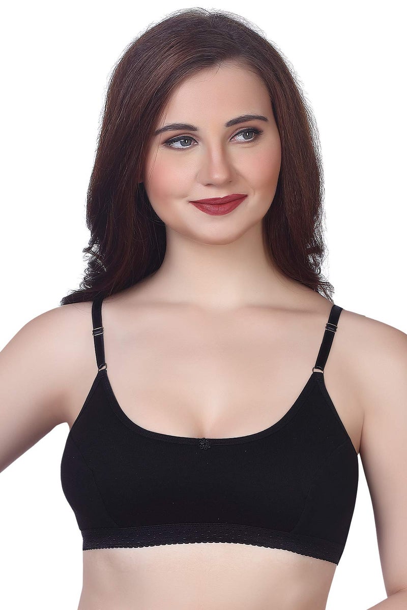VSTAR Women's Cotton Lightly Padded Non-Wired Sports Bra Pack of 1_Color: Black - Image 5