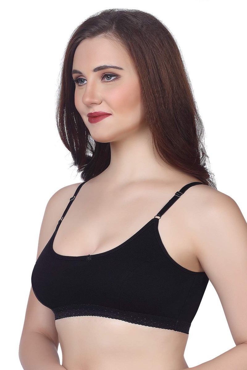 VSTAR Women's Cotton Lightly Padded Non-Wired Sports Bra Pack of 1_Color: Black - Image 2