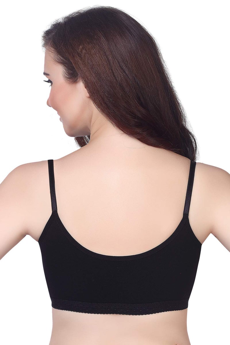 VSTAR Women's Cotton Lightly Padded Non-Wired Sports Bra Pack of 1_Color: Black - Image 4