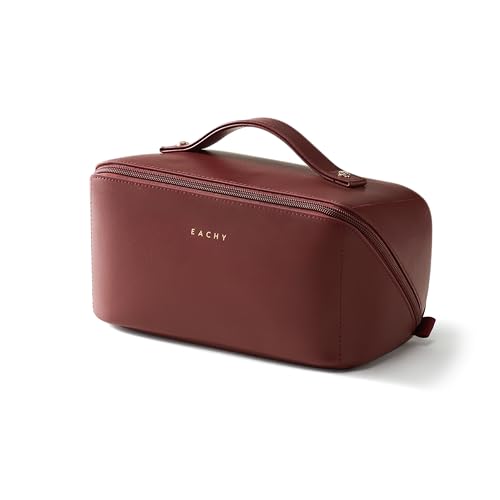 EACHY Travel Makeup Bag,Large Capacity Cosmetic Bags for Women,Portable Pouch Open Flat Toiletry Bag Make up Organizer with Divider and Handle - Image 1