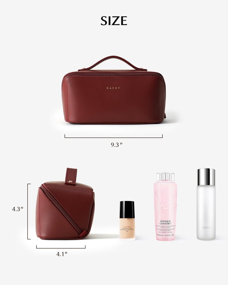 EACHY Travel Makeup Bag,Large Capacity Cosmetic Bags for Women,Portable Pouch Open Flat Toiletry Bag Make up Organizer with Divider and Handle - Image 4