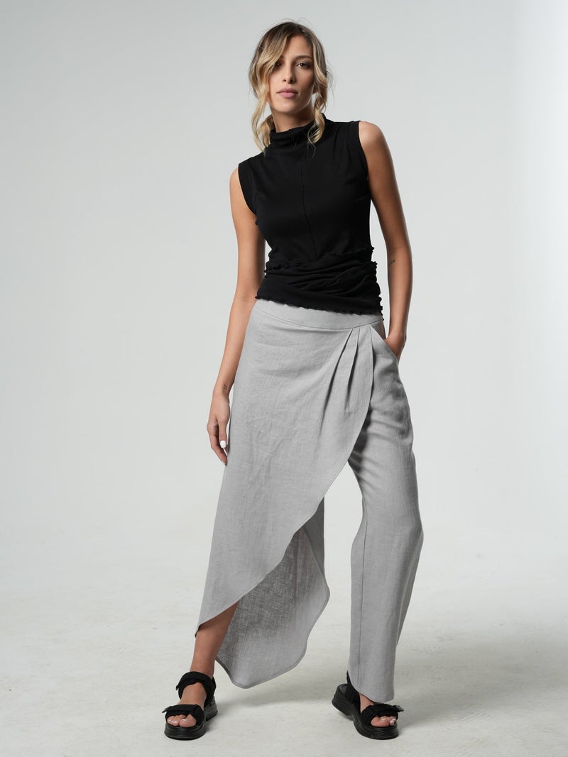 Metamorphoza Asymmetric Linen Pants - Image 1