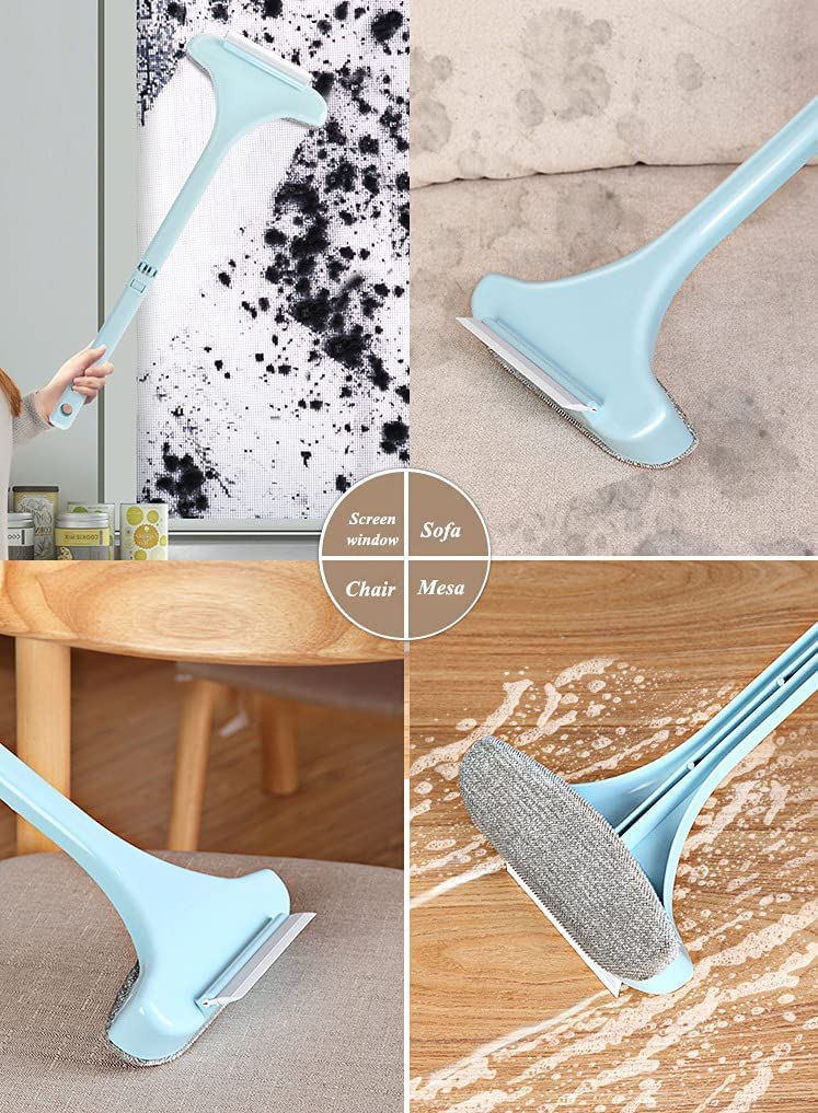 AIMERS 2 in 1 Window Cleaner Brush Double Sided Wet Dry Dual Purpose Extendable Mesh Screen Cleaner for Window Countertop Sofa Couch Multicolor - Image 5