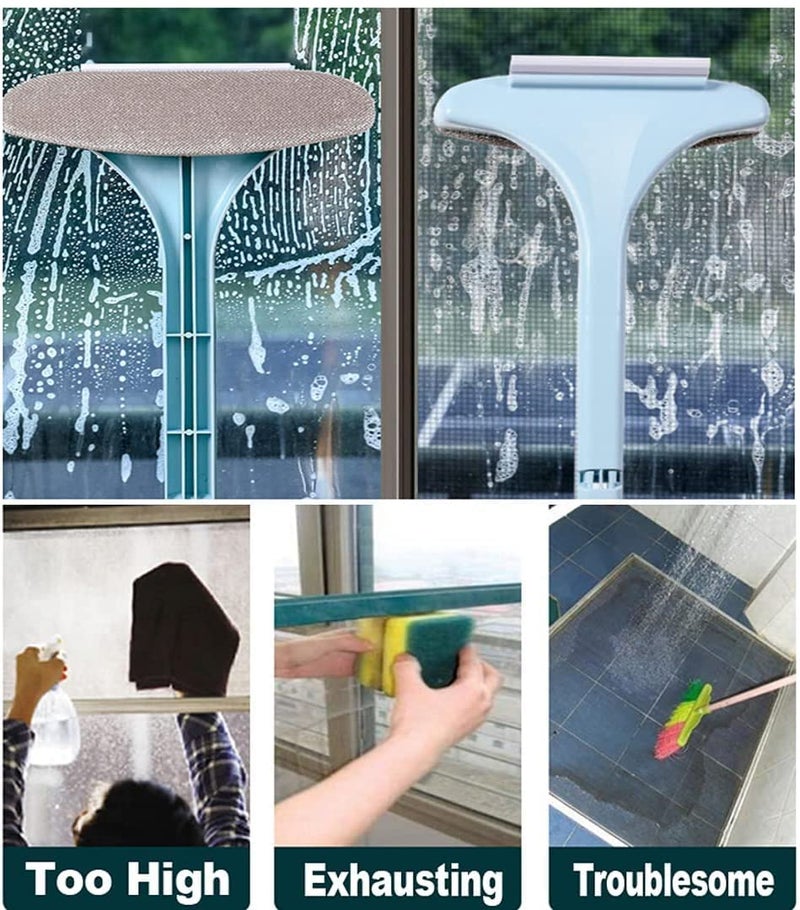 AIMERS 2 in 1 Window Cleaner Brush Double Sided Wet Dry Dual Purpose Extendable Mesh Screen Cleaner for Window Countertop Sofa Couch Multicolor - Image 2