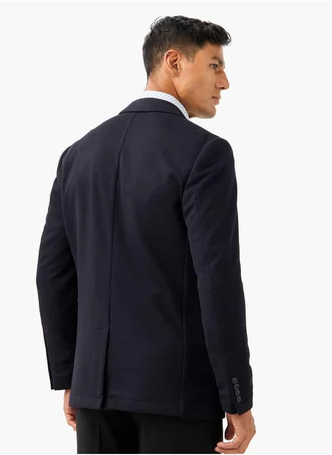ايكونيك Iconic Textured Blazer with Button Closure and Front Pocket